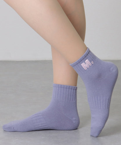 【5足組】アルファベット 刺繍付 リブ ショート ソックス