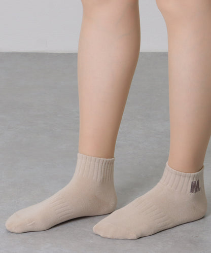 【5足組】アルファベット 刺繍付 リブ ショート ソックス