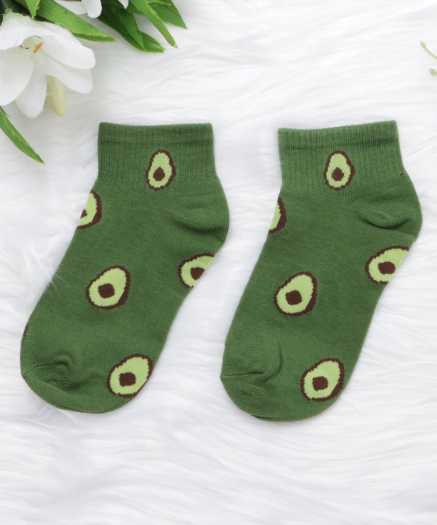 【5色組】アボカド柄ショートソックスセット