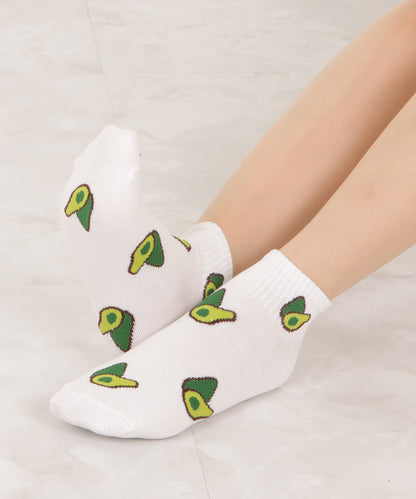 【5色組】アボカド柄ショートソックスセット