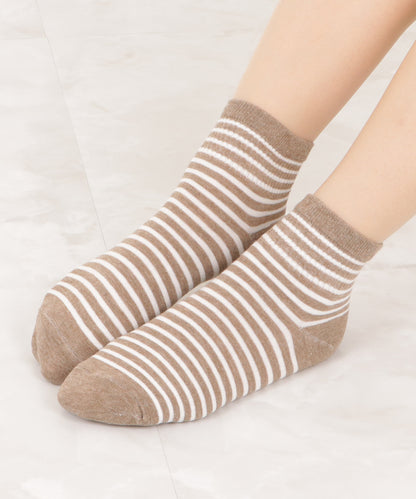 【5色組】ボーダー柄ショートソックスセット