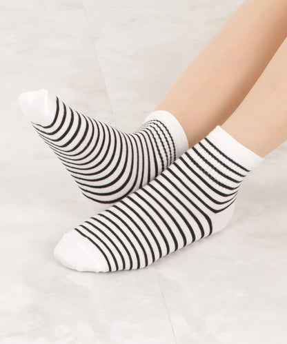 【5色組】ボーダー柄ショートソックスセット