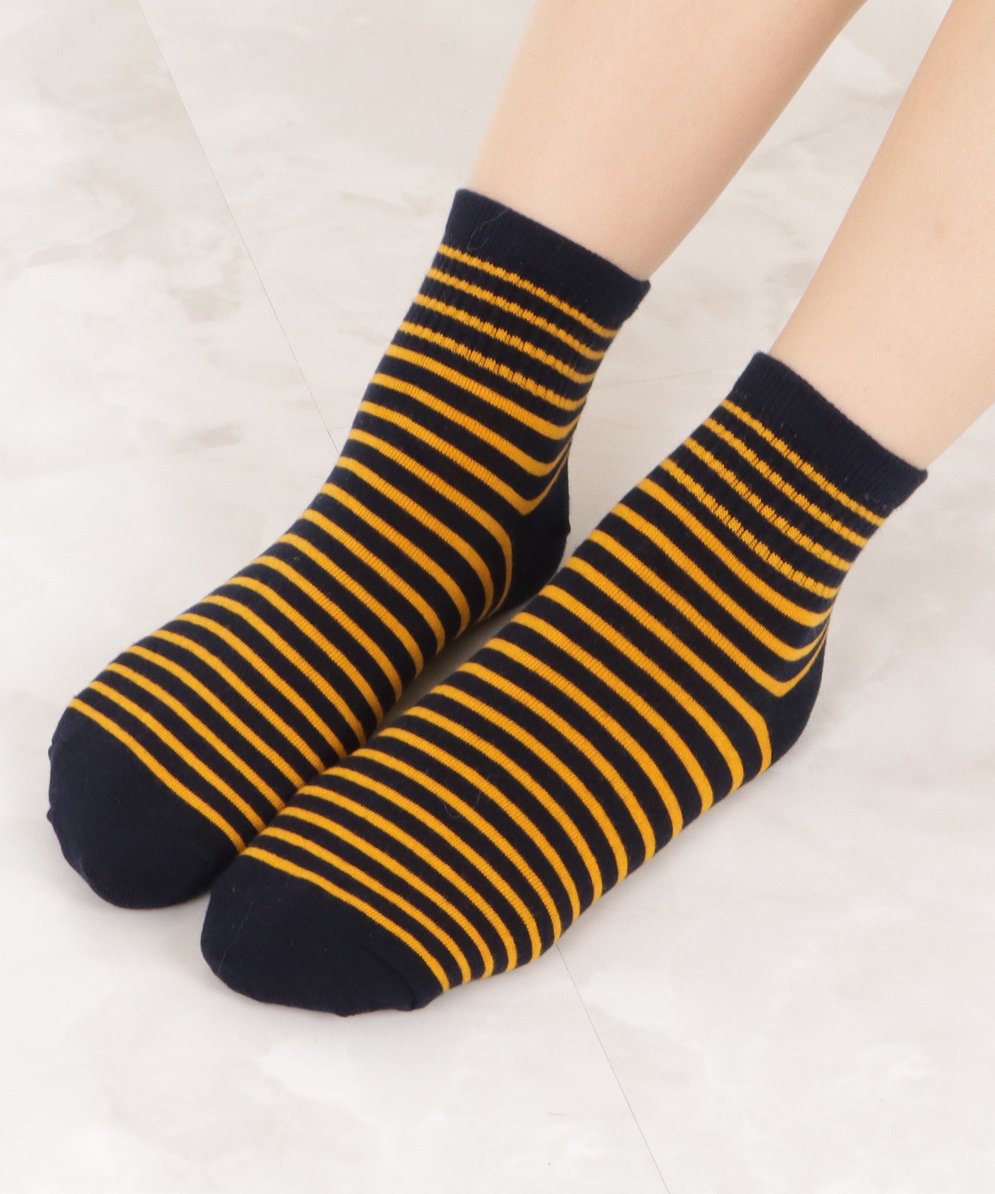 【5色組】ボーダー柄ショートソックスセット