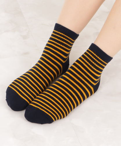 【5色組】ボーダー柄ショートソックスセット