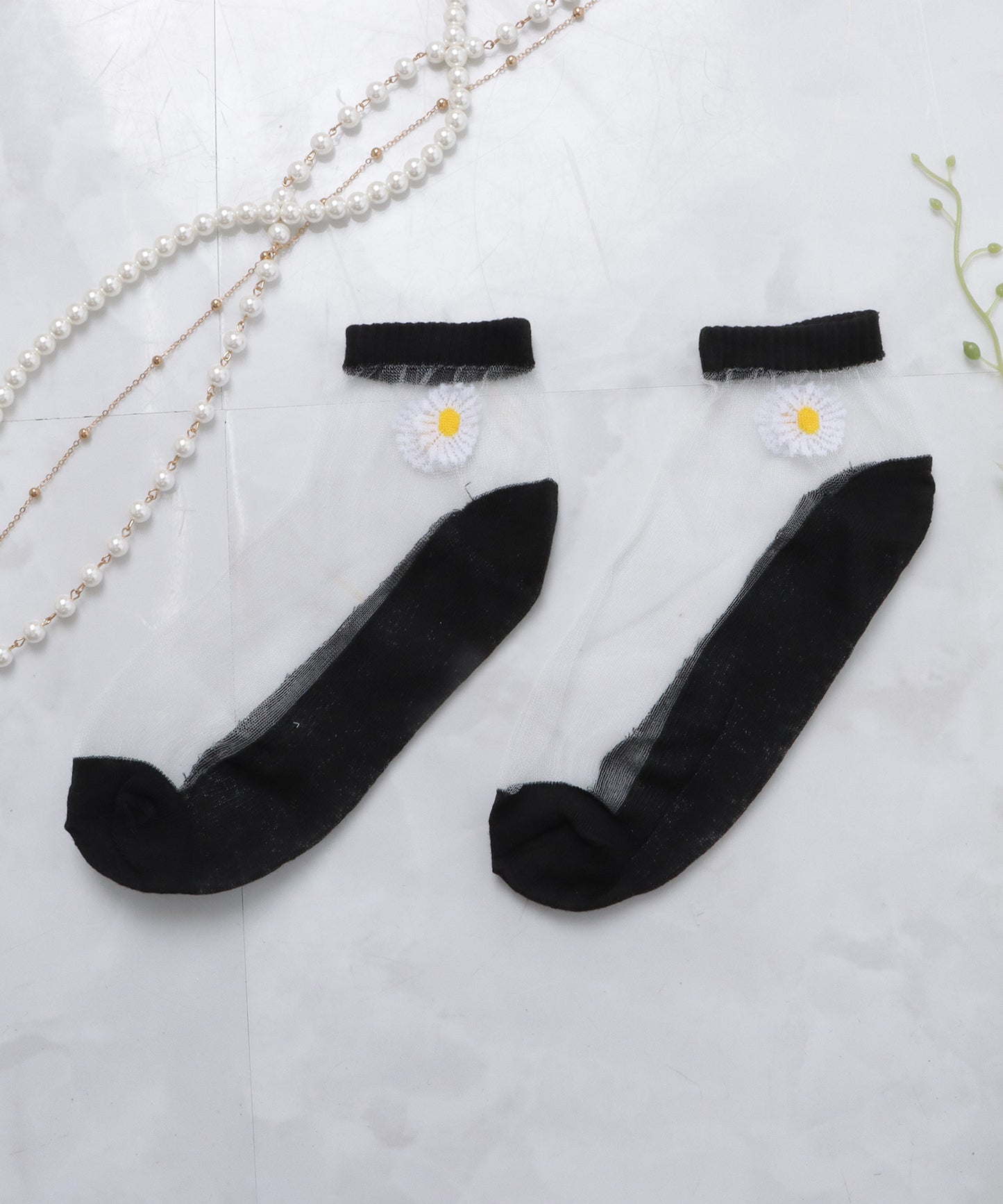 【10色組】 シースルーワンポイントくるぶしソックスセット