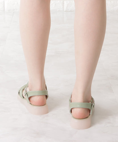 レザー調結びストラップサンダル