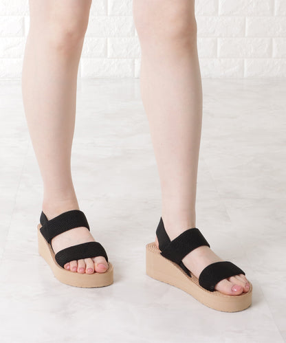厚底シンプルウエッジストラップサンダル