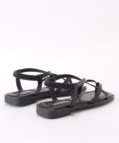 レザー調クロスストラップトングサンダル