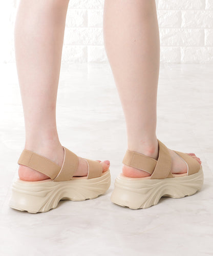 ゴム バック ストラップ 厚底 サンダル