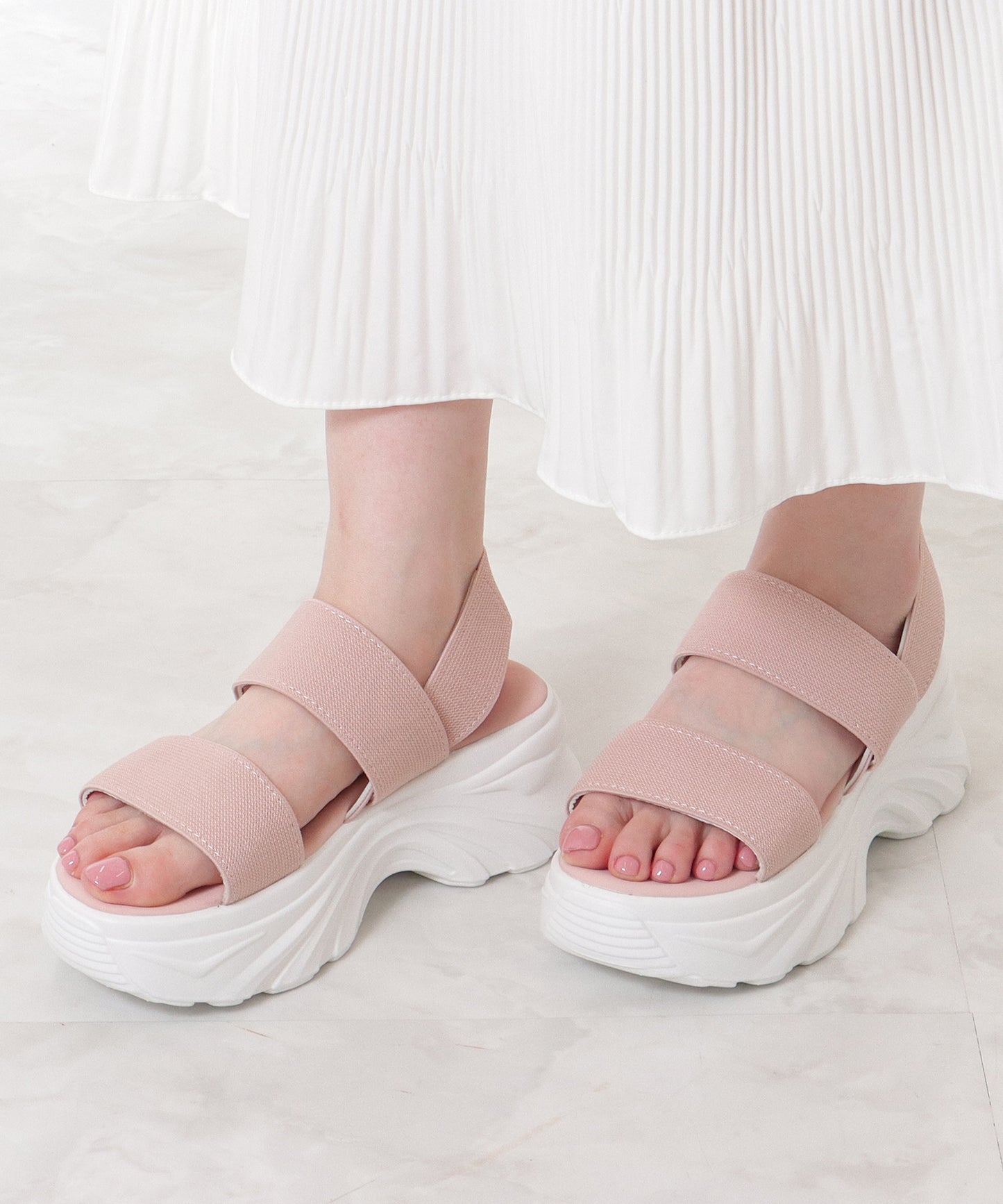 ゴム バック ストラップ 厚底 サンダル