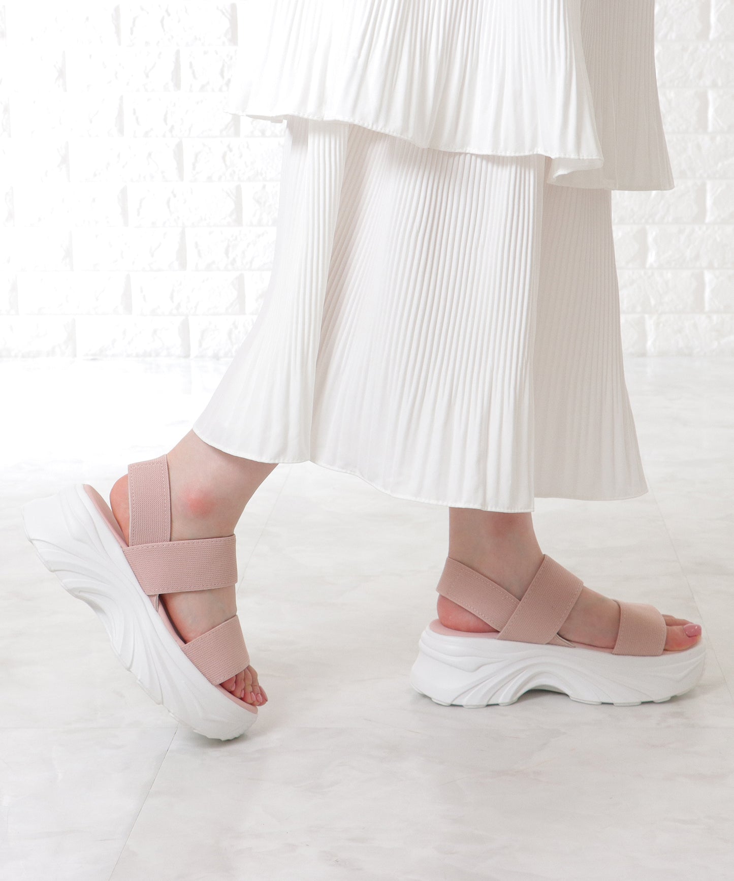 ゴム バック ストラップ 厚底 サンダル