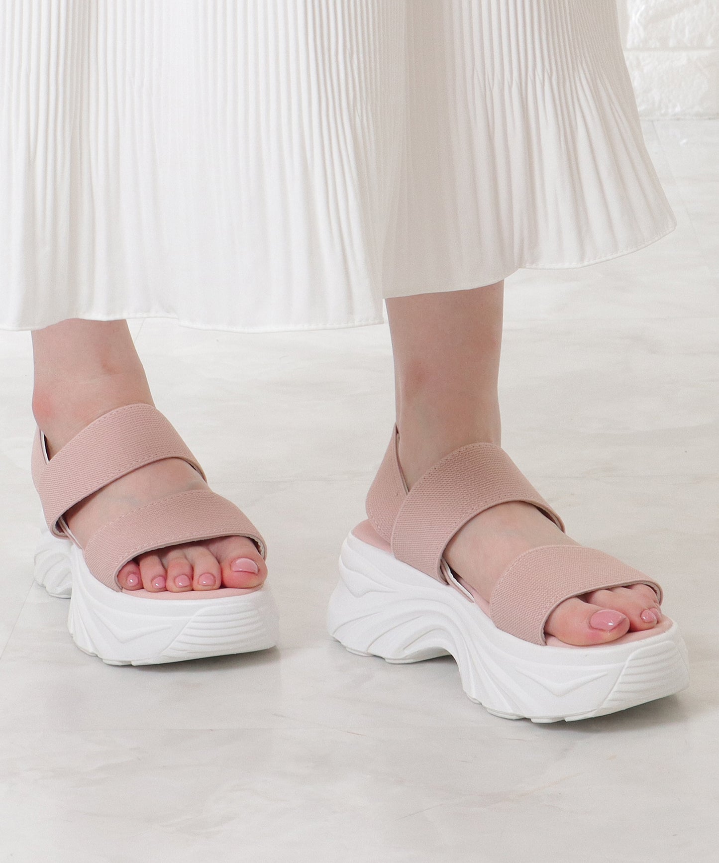 ゴム バック ストラップ 厚底 サンダル