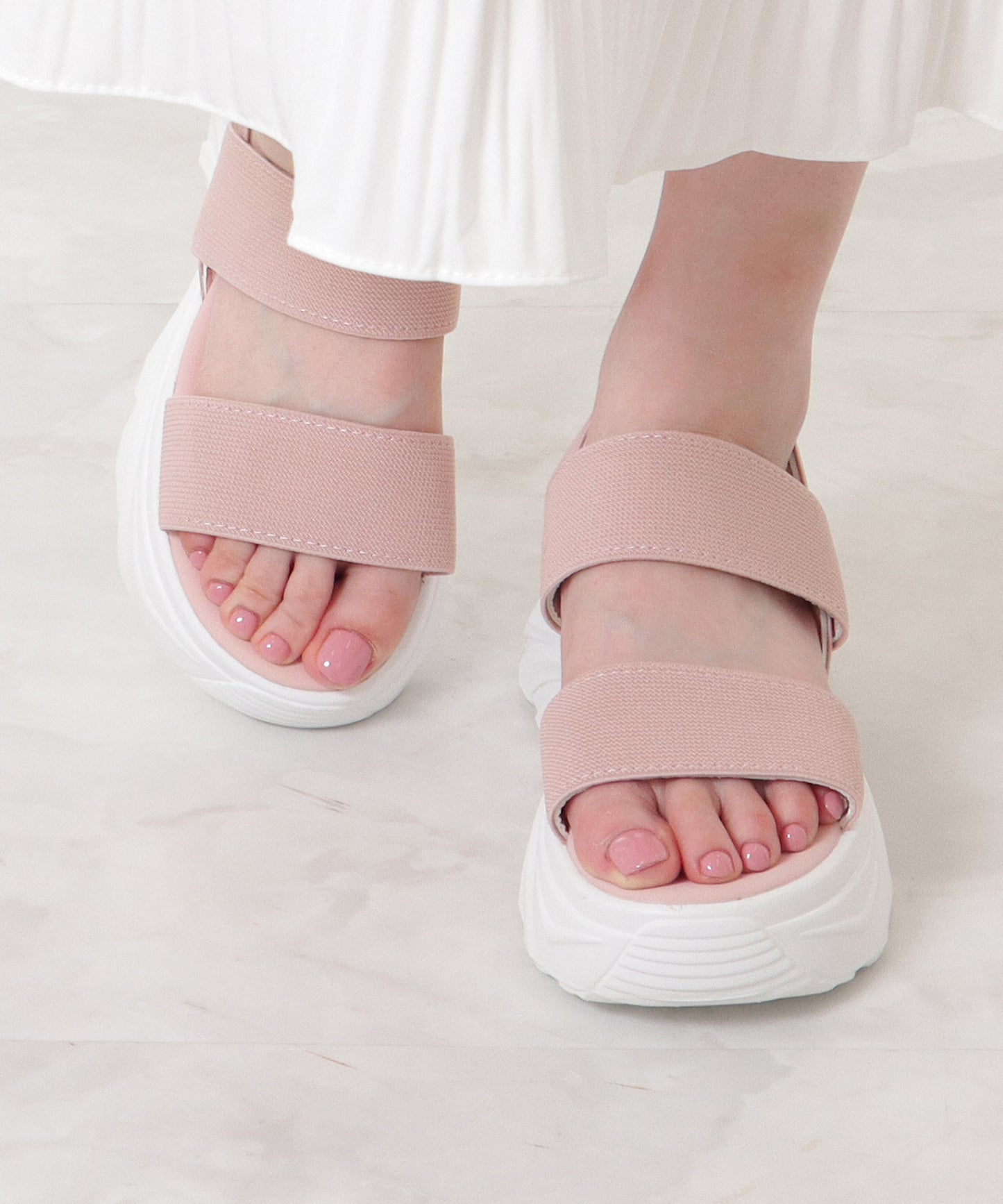 ゴム バック ストラップ 厚底 サンダル