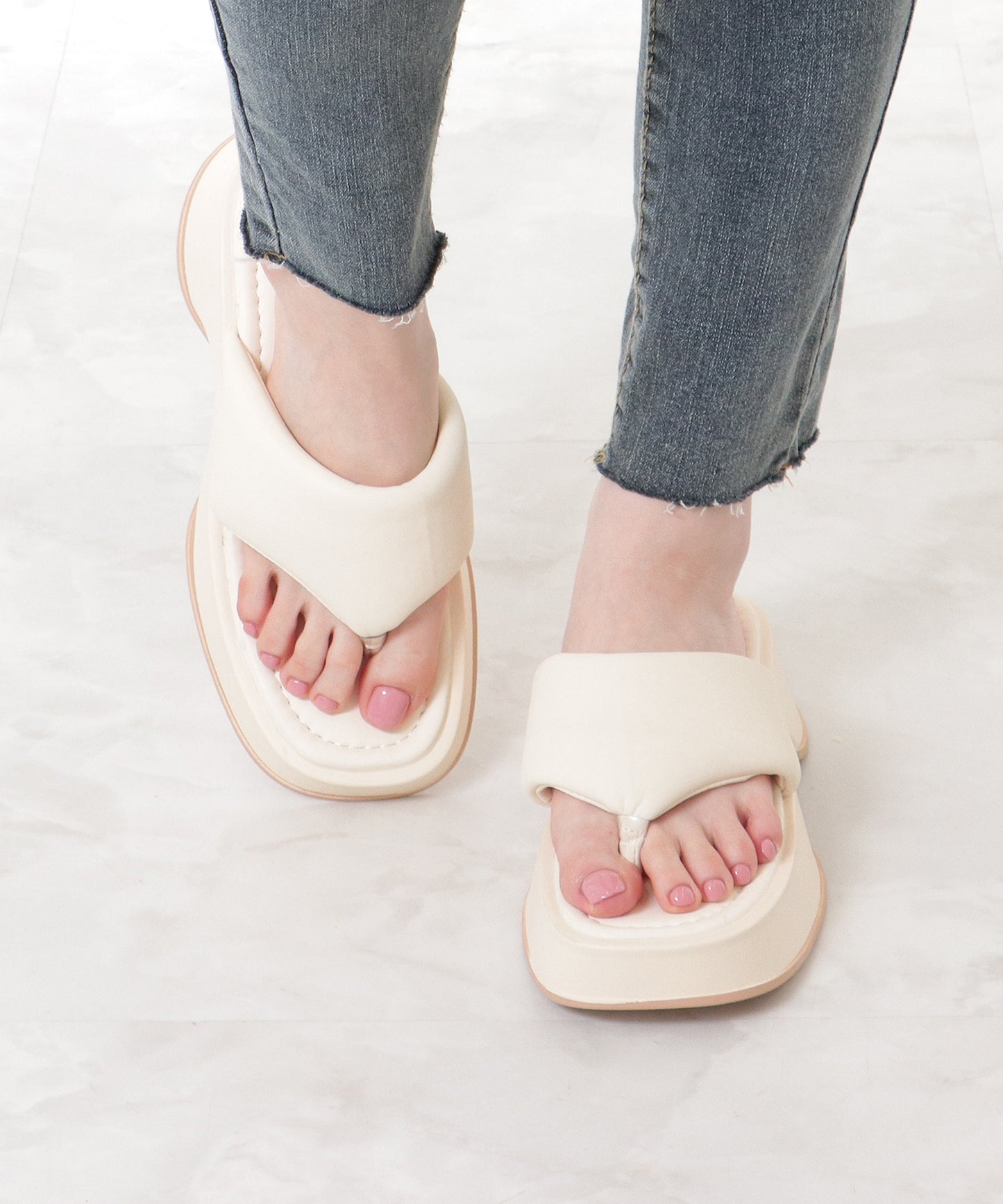 ワイドバンド付き 厚底 コンフォート トング サンダル