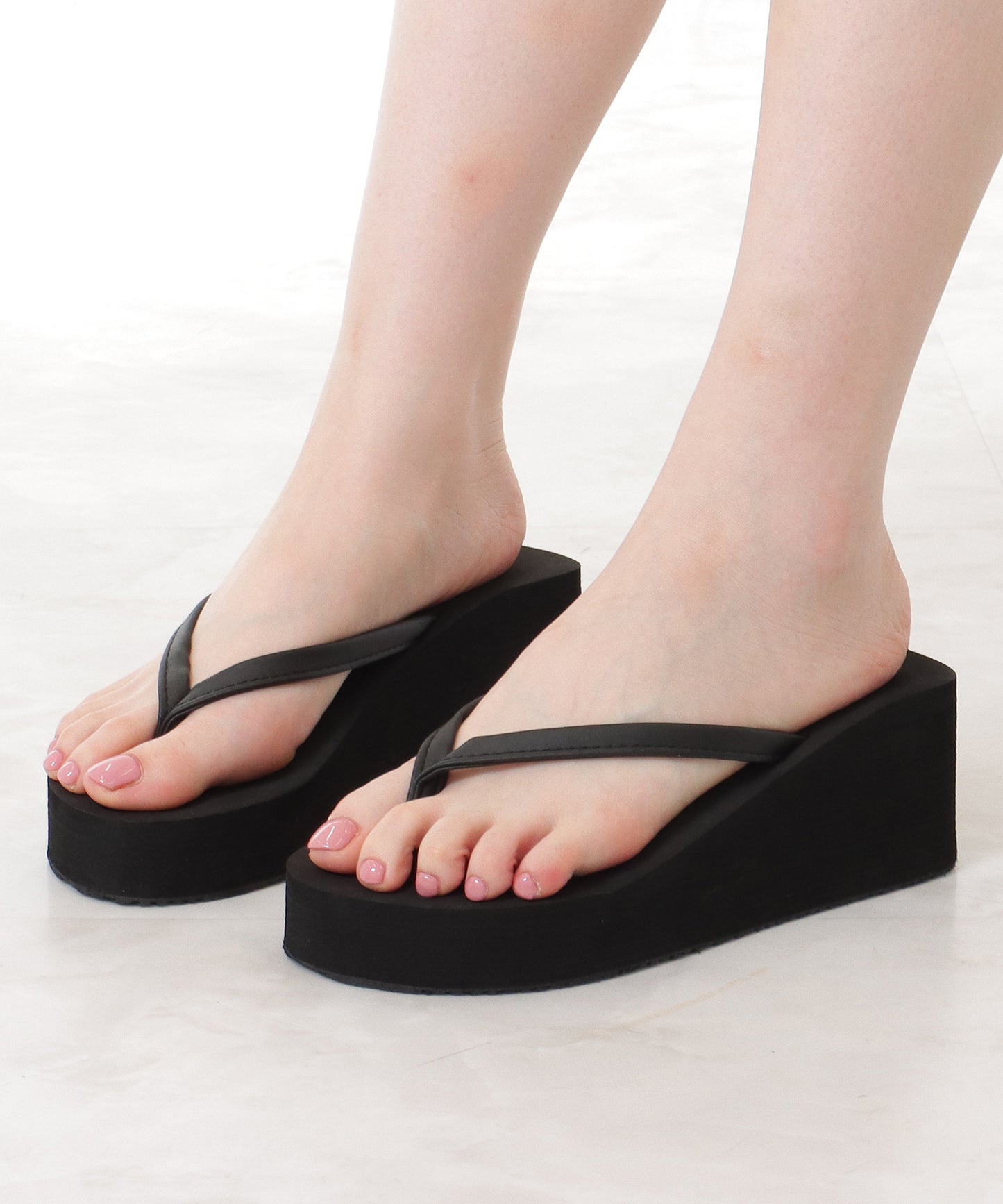 ソリッドカラー 厚底 ウエッジ トング サンダル