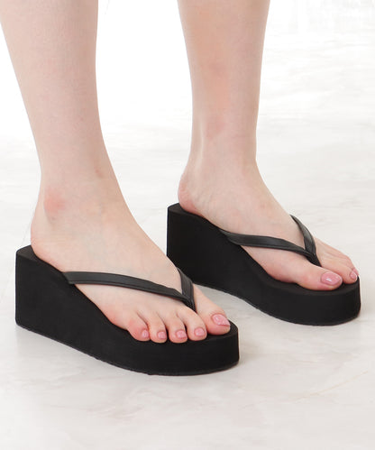 ソリッドカラー 厚底 ウエッジ トング サンダル