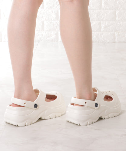 ソリッドカラー カットアウト 2WAY クロッグ サンダル