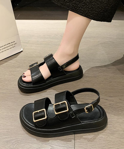 バックストラップ付き 太ベルト 厚底 コンフォート サンダル