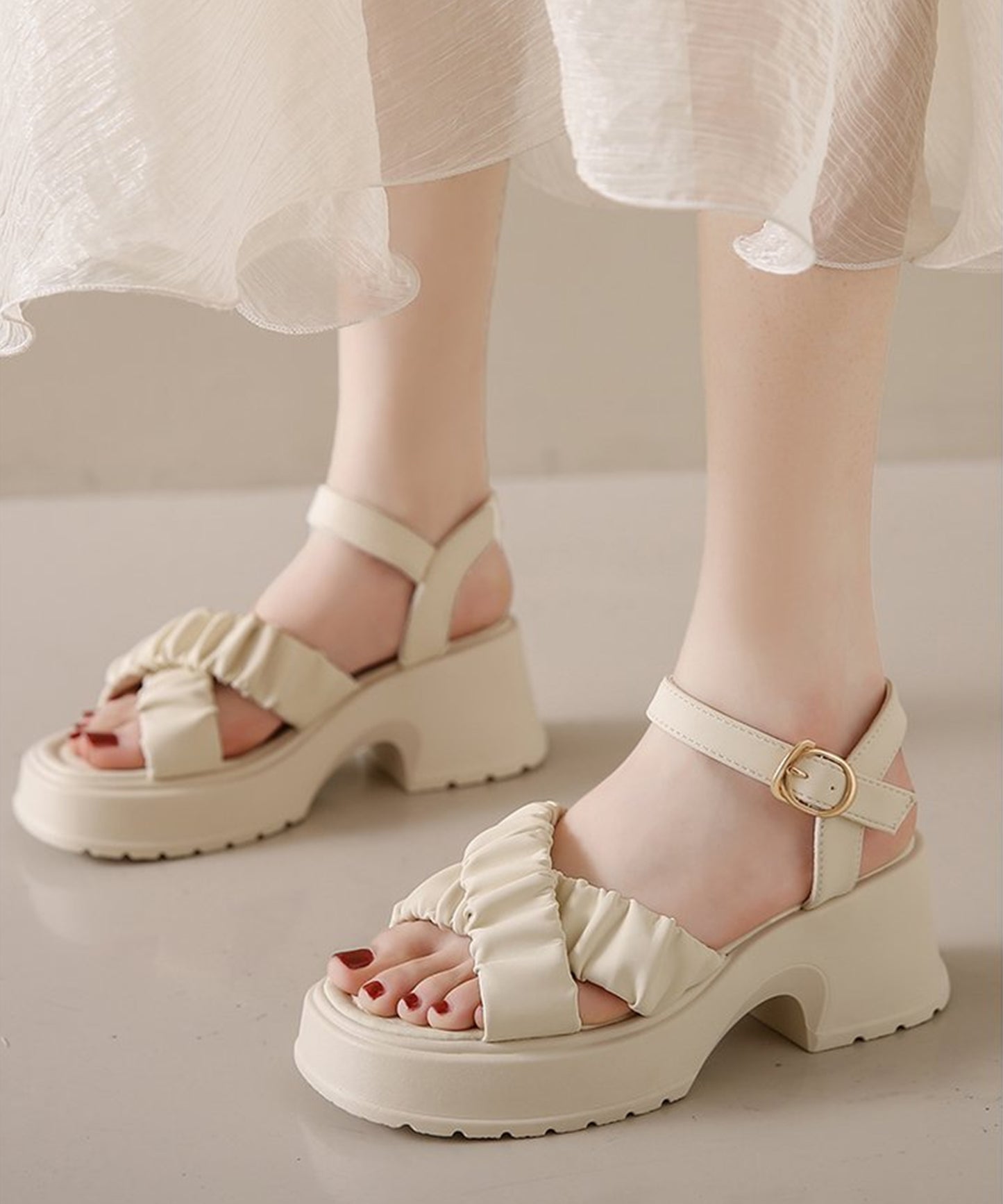 クロス シュシュ ベルト 厚底 ストラップ サンダル