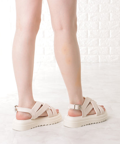 メッシュ ストラップ 厚底 コンフォート サンダル
