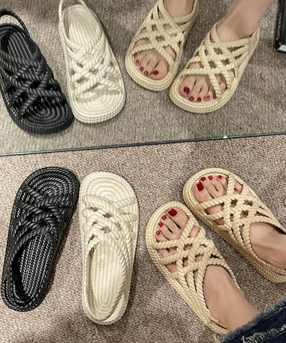 ツイスト メッシュ バックストラップ フラット サンダル