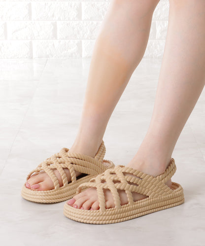 ツイスト メッシュ バックストラップ フラット サンダル