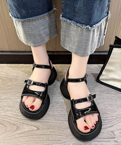 ソリッドカラー オープントゥ 厚底 ストラップ サンダル