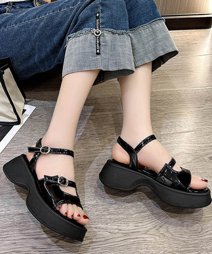 ソリッドカラー オープントゥ 厚底 ストラップ サンダル