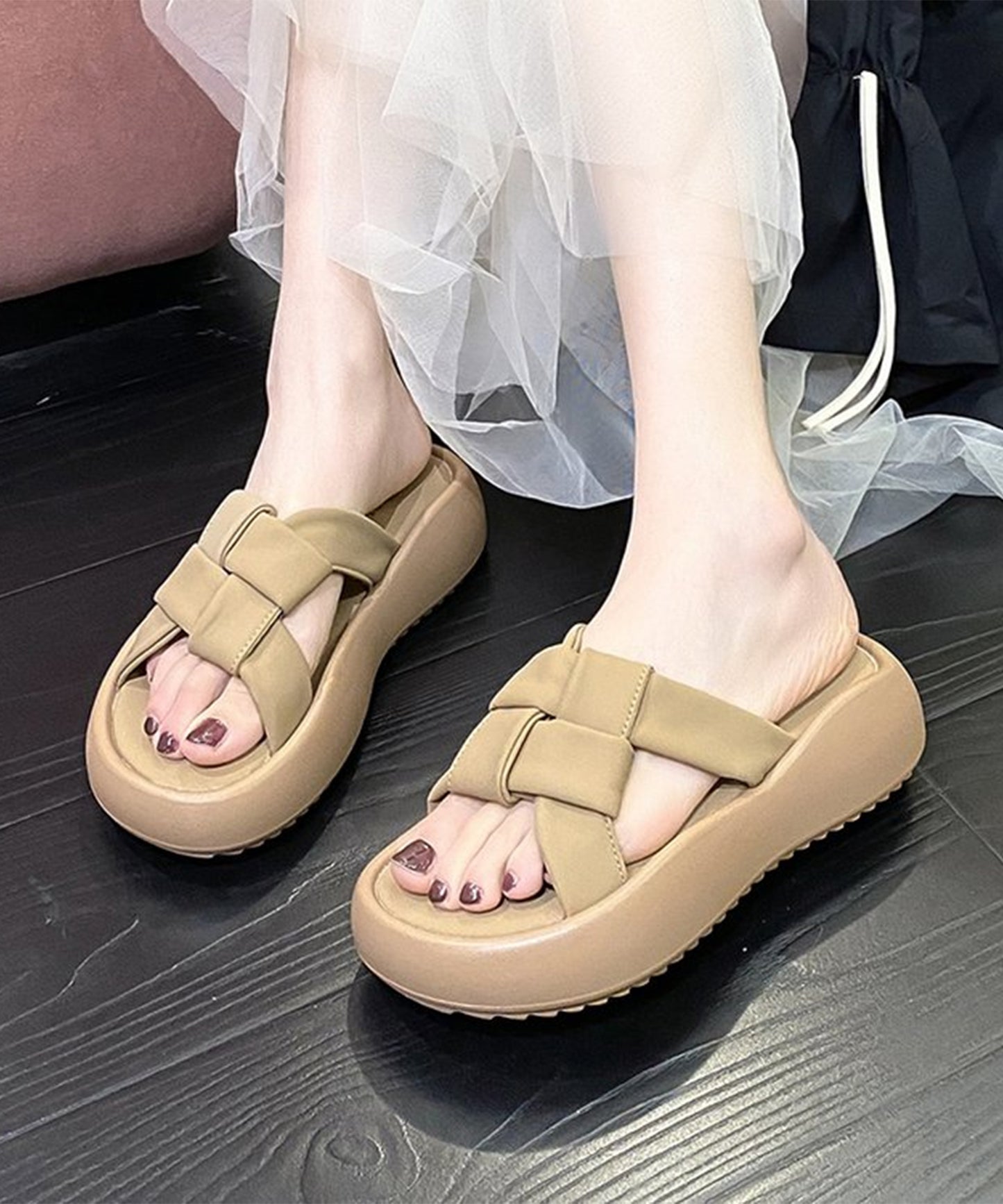 メッシュ ベルト 厚底 コンフォートサンダル