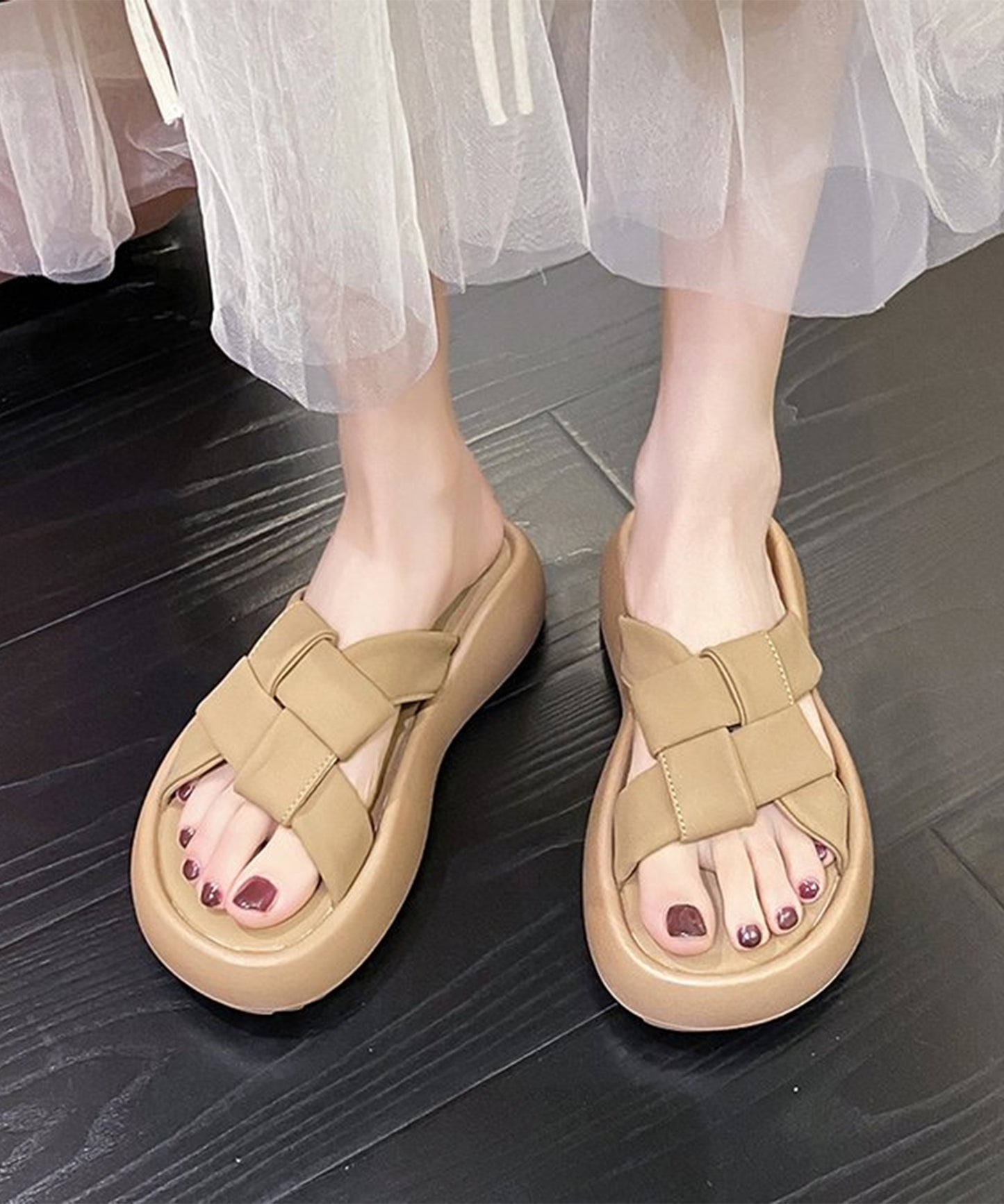 メッシュ ベルト 厚底 コンフォートサンダル