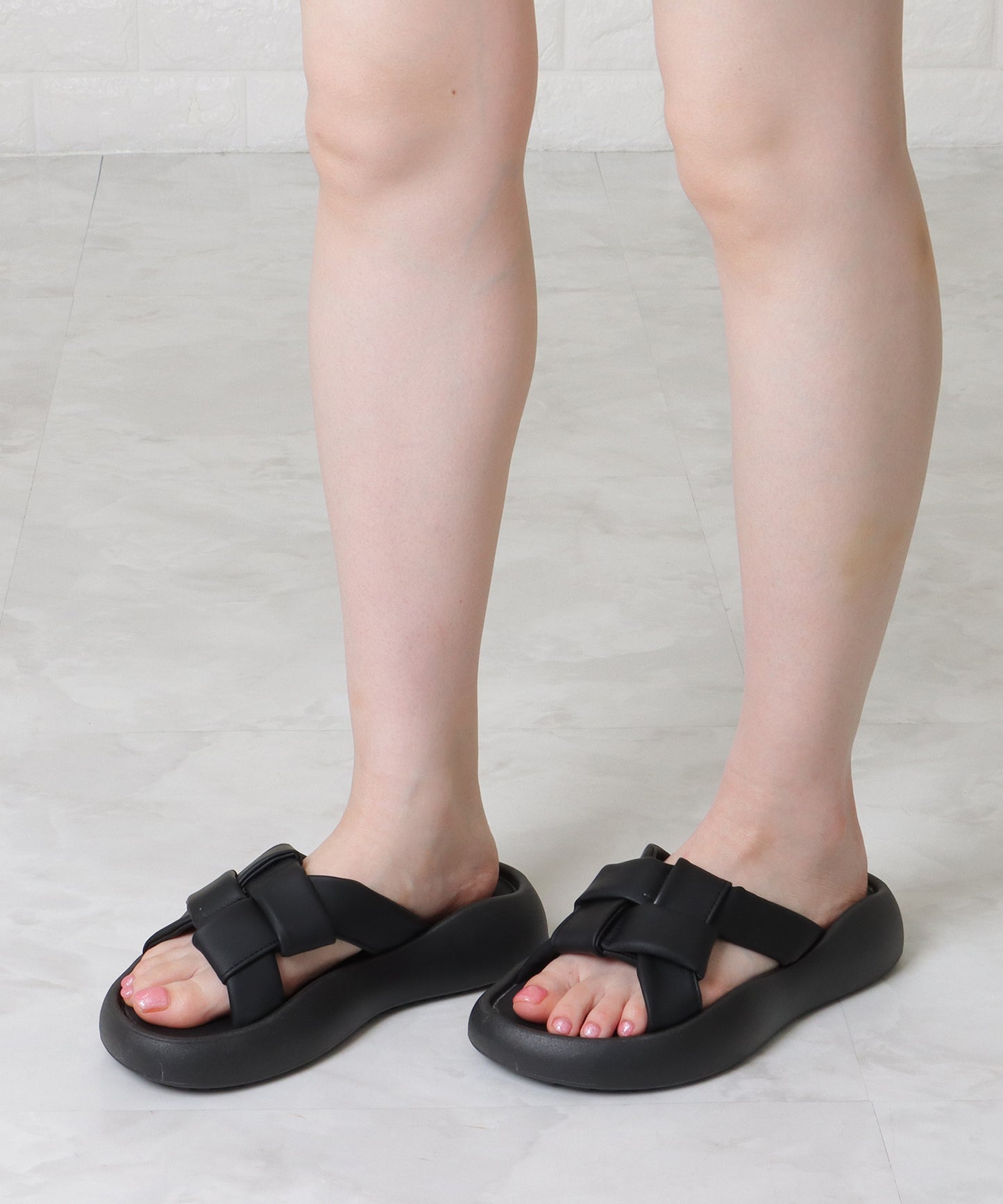 メッシュ ベルト 厚底 コンフォートサンダル