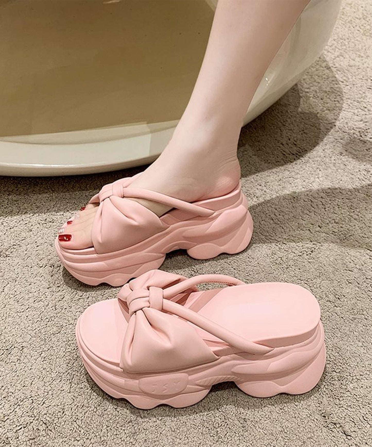 リボン バンド 厚底 ボリューム サンダル