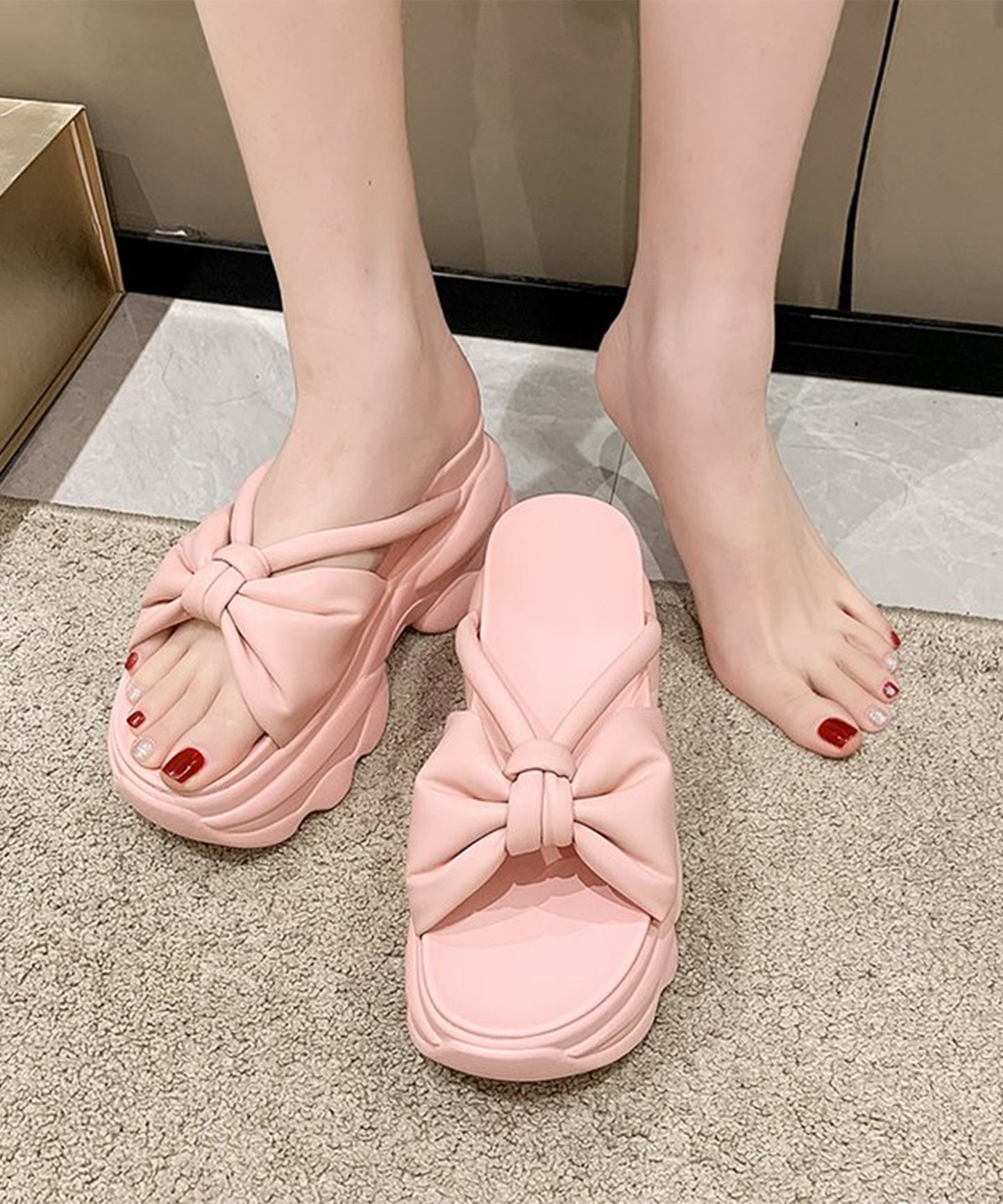 リボン バンド 厚底 ボリューム サンダル