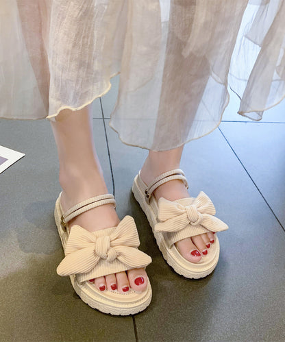 コーデュロイ リボン コンフォート フラット サンダル