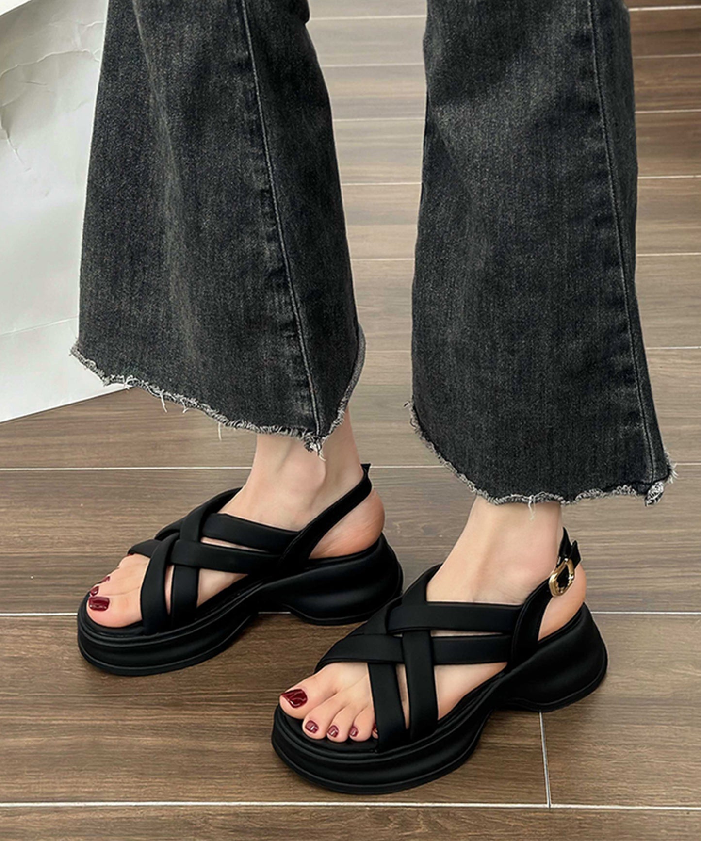 ソフト メッシュ バックストラップ 厚底 サンダル