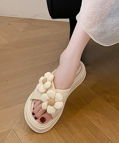 配色 フラワー 厚底 コンフォート サンダル