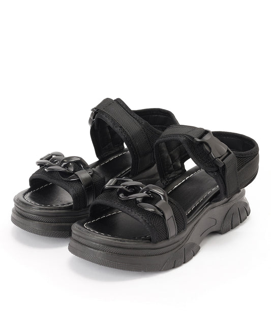 チェーン付き 厚底 プラットフォーム スポーツ サンダル