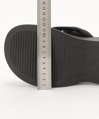 レザー調 ビジュー ストラップ 厚底 トング サンダル