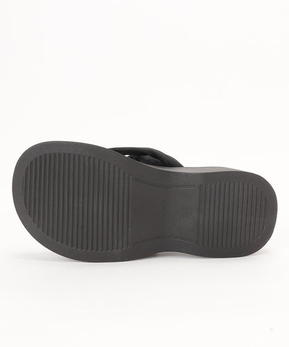 レザー調 ビジュー ストラップ 厚底 トング サンダル