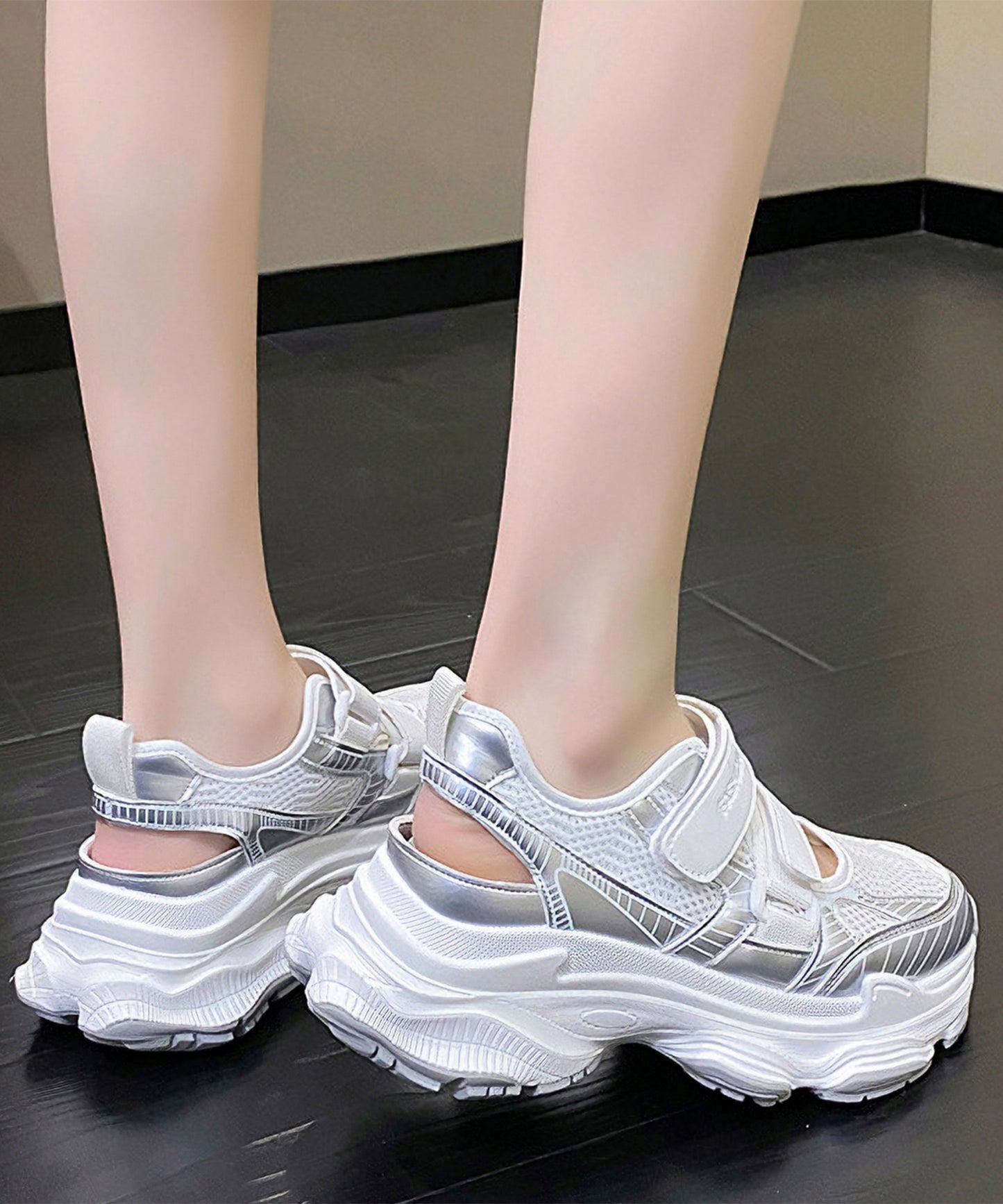 メッシュ ベルクロ 厚底 スニーカー サンダル