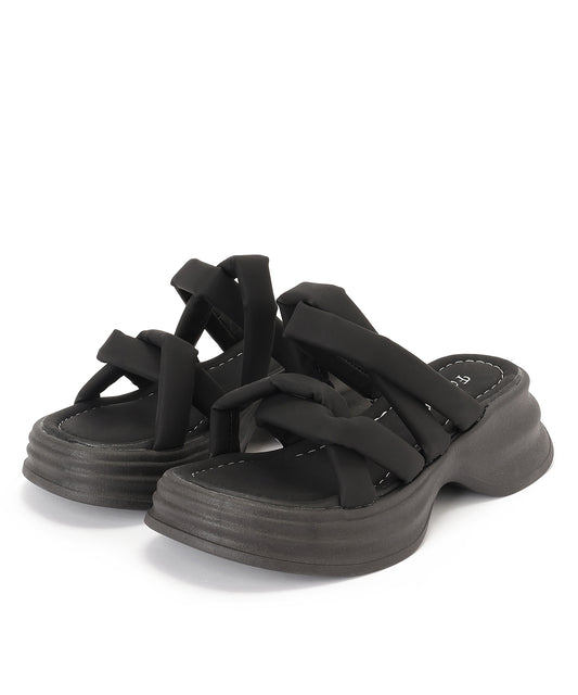 ツイスト クロスストラップ 厚底 スライド サンダル