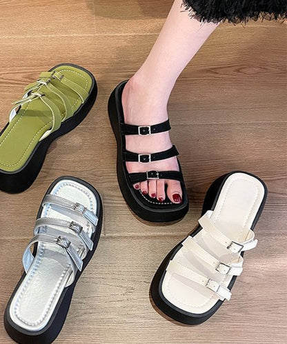 トリプル ベルト 厚底 プラットフォーム サンダル