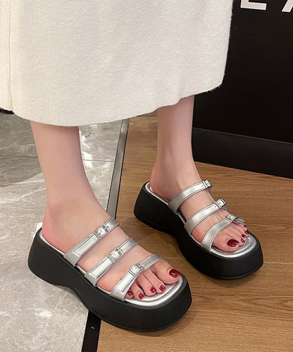 トリプル ベルト 厚底 プラットフォーム サンダル