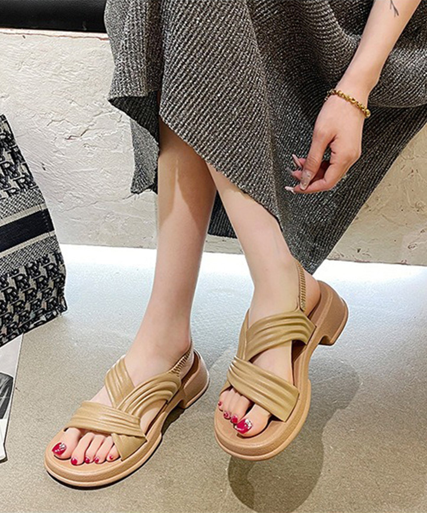 アシンメトリー バックストラップ 厚底 プラットフォーム サンダル