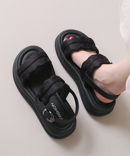 花柄 ウェーブ ダブルバンド バックストラップ 厚底 サンダル