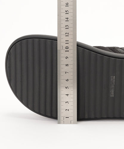 花柄 ウェーブ ダブルバンド バックストラップ 厚底 サンダル