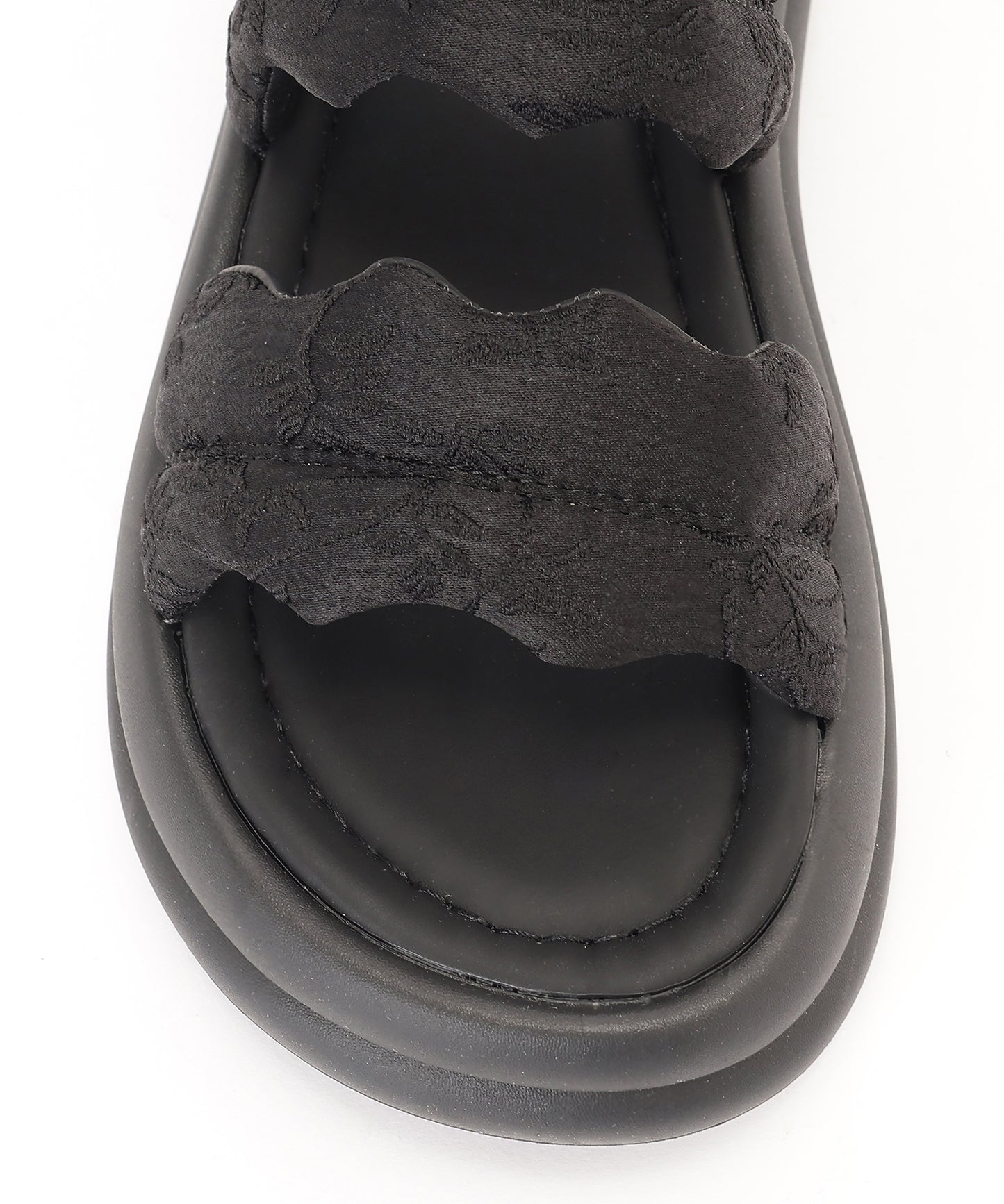 花柄 ウェーブ ダブルバンド バックストラップ 厚底 サンダル