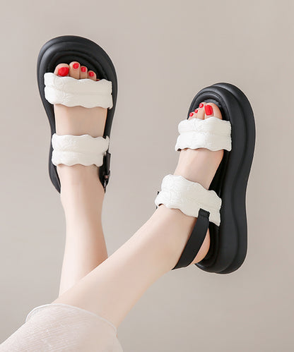 花柄 ウェーブ ダブルバンド バックストラップ 厚底 サンダル