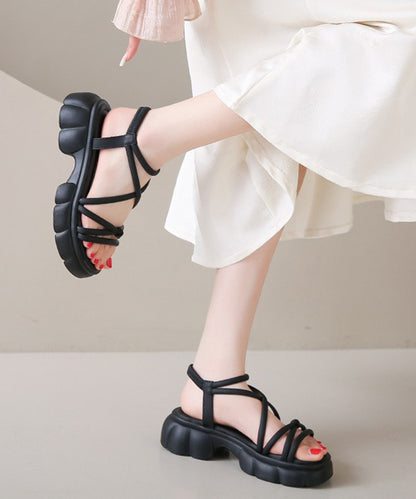 レザー調 チューブ クロス ストラップ 厚底 サンダル