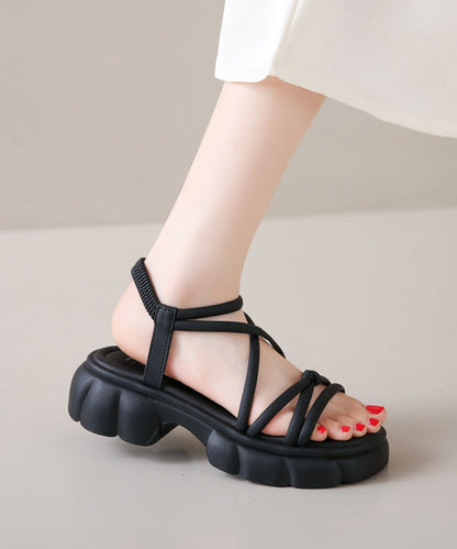 レザー調 チューブ クロス ストラップ 厚底 サンダル